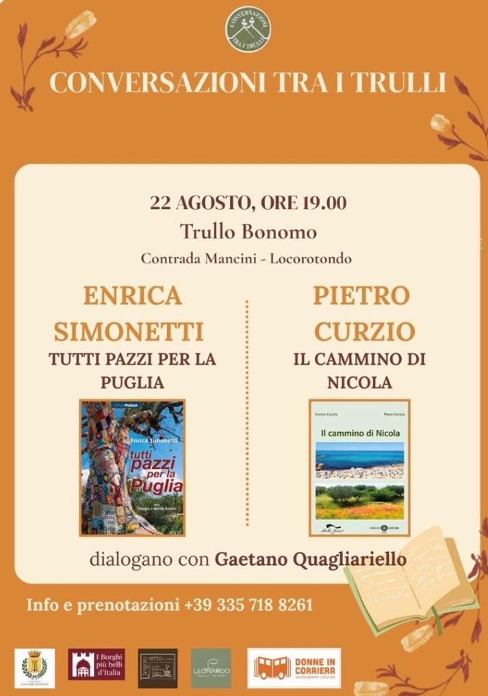 “Conversazioni tra i trulli” – il 22 agosto la presentazione de “Il Cammino di Nicola”